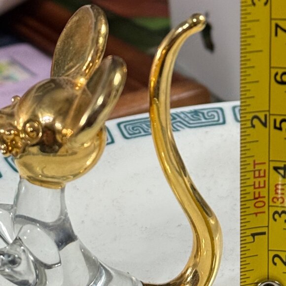 Vintage Prestige American Corp Crystal Glass Gold plated 3” Mouse Figurine - Picture 5 of 5